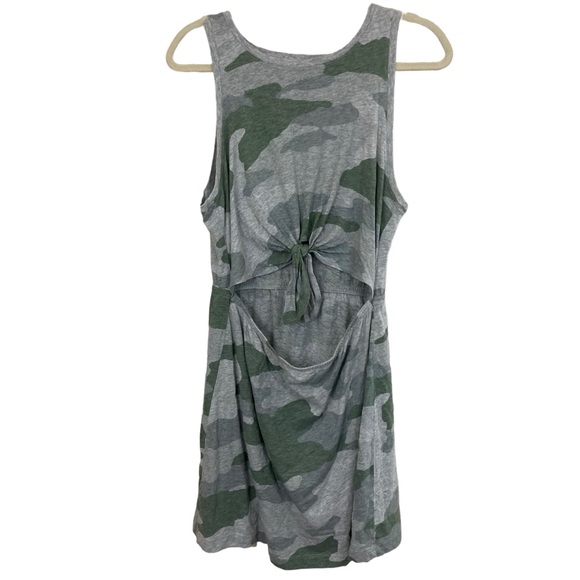AERIE CAMO CUT OUT FRONT KNOT SHORT SLEEVE DRESS, MEDIUM - Picture 2 of 4